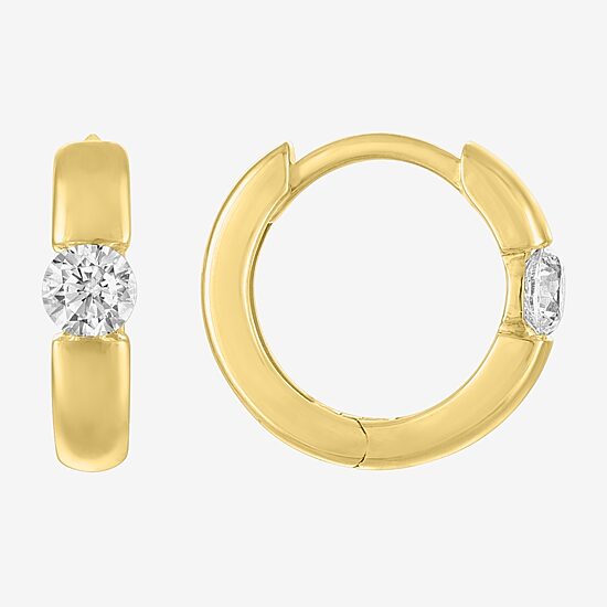 Diamond Addiction (G-H / I1-I2) Womens 1/3 CT. T.W. Lab Grown White Diamond 10K Gold Round Hoop Earrings