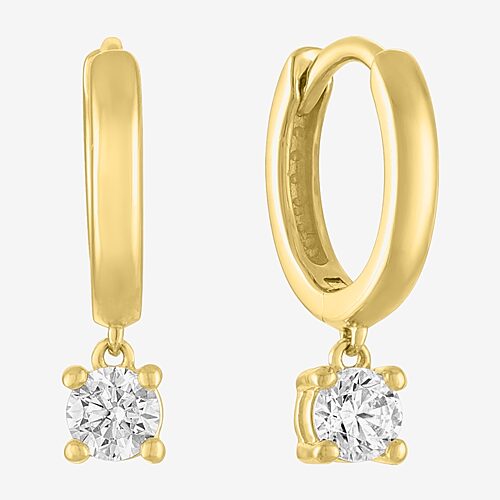 Diamond Addiction (G-H / I1-I2) Womens 1/3 CT. T.W. Lab Grown White Diamond 10K Gold 15mm Round Hoop Earrings, One Size, Yellow