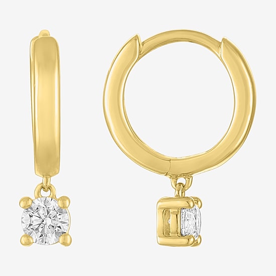 Diamond Addiction (G-H / I1-I2) Womens 1/3 CT. T.W. Lab Grown White Diamond 10K Gold 15mm Round Hoop Earrings