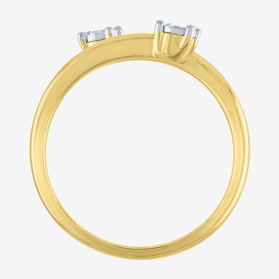 Diamond Addiction (G-H / Si2-I1) Womens 1/10 CT. T.W. Lab Grown White Diamond 10K Gold Round Delicate Bypass  Cocktail Ring