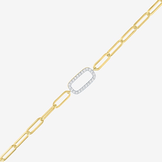 Diamond Addiction (G-H / Si2-I1) Womens 10K Gold 8 Inch Paperclip Chain Bracelet