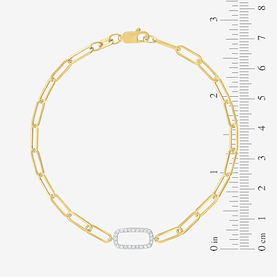 Diamond Addiction (G-H / Si2-I1) Womens 10K Gold 8 Inch Paperclip Chain Bracelet