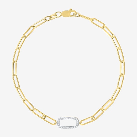 Diamond Addiction (G-H / Si2-I1) Womens 10K Gold 8 Inch Paperclip Chain Bracelet