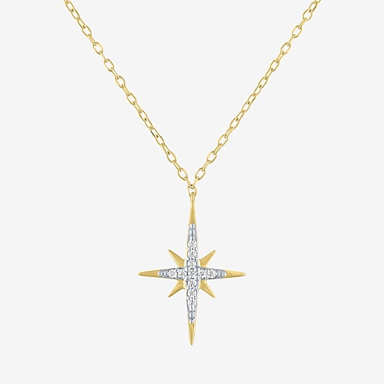 Yes, Please! (G-H / I1-2) North Star Womens Diamond Accent Lab Grown White Diamond 14K Gold Over Silver Star 2-pc. Necklace Set