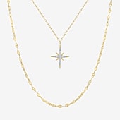 Yes, Please! (G-H / I1-2) North Star Womens Diamond Accent Lab Grown White Diamond 14K Gold Over Silver Star 2-pc. Necklace Set