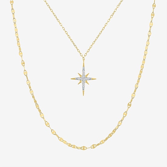Yes, Please! (G-H / I1-2) North Star Womens Diamond Accent Lab Grown White Diamond 14K Gold Over Silver Star 2-pc. Necklace Set