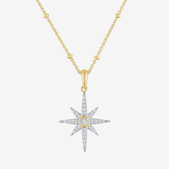 Diamond Addiction (G-H / I1-I2) North Star Womens 1/8 CT. T.W. Lab Grown White Diamond 14K Gold Over Silver Star 18 Inch Pendant Necklace