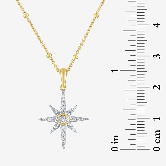 Diamond Addiction (G-H / I1-I2) North Star Womens 1/8 CT. T.W. Lab Grown White Diamond 14K Gold Over Silver Star 18 Inch Pendant Necklace