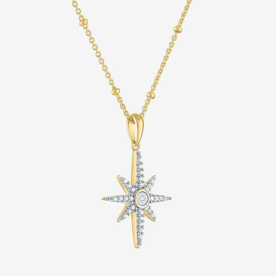 Diamond Addiction (G-H / I1-I2) North Star Womens 1/8 CT. T.W. Lab Grown White Diamond 14K Gold Over Silver Star 18 Inch Pendant Necklace