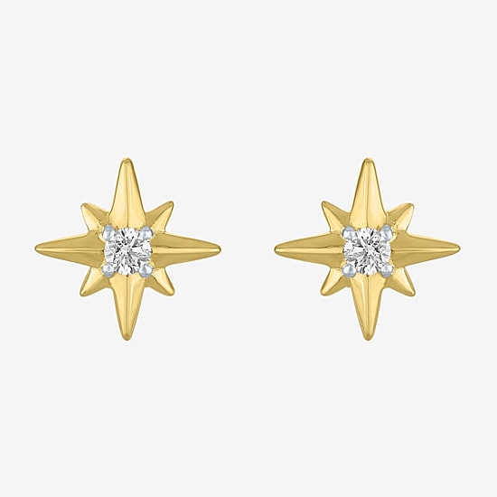 Diamond Addiction North Star (G-H / Si2-I1) 1/10 CT. T.W. Lab Grown White Diamond 10K Gold Over Silver 10mm Star Stud Earrings