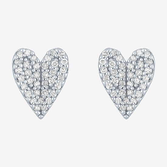 Diamond Addiction (G-H / Si2-I1) 1/6 CT. T.W. Lab Grown White Diamond 14K Gold Over Silver Sterling Silver 8.2mm Heart Stud Earrings