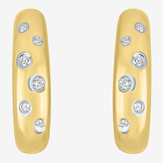 Diamond Addiction (G-H / I1-I2) Womens 1/10 CT. T.W. Lab Grown White Diamond 14K Gold Over Silver 16.2mm Hoop Earrings