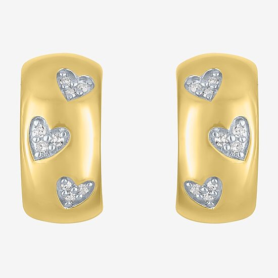 Diamond Addiction (G-H / Si2-I1) C-Hoop Womens 1/10 CT. T.W. Lab Grown White Diamond 14K Gold Over Silver 14mm Heart Hoop Earrings
