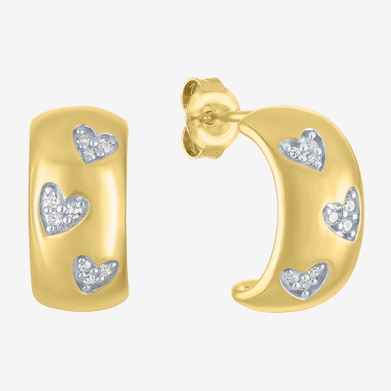 Diamond Addiction (G-H / Si2-I1) C-Hoop Womens 1/10 CT. T.W. Lab Grown White Diamond 14K Gold Over Silver 14mm Heart Hoop Earrings