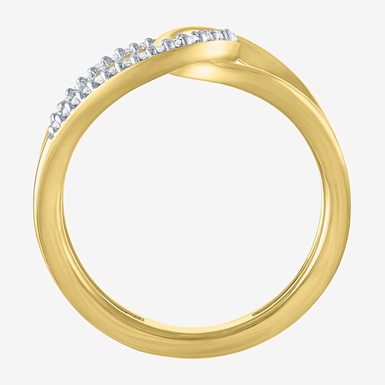 Diamond Addiction Double C Link Womens 1/10 CT. T.W. Genuine White Diamond Cocktail Ring
