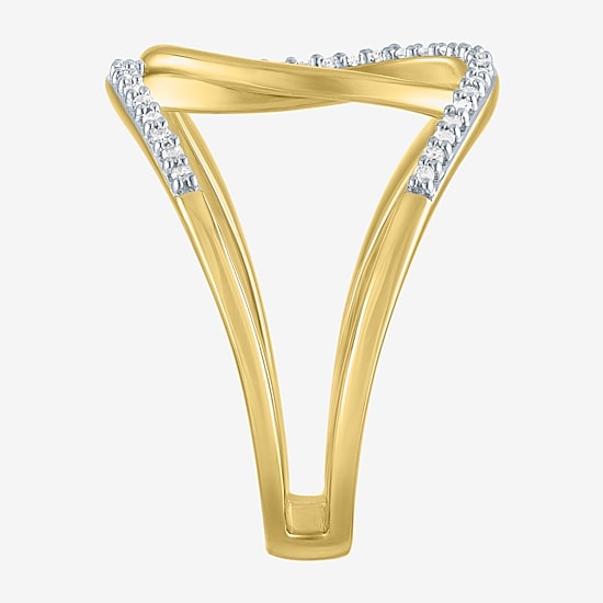 Diamond Addiction Double C Link Womens 1/10 CT. T.W. Genuine White Diamond Cocktail Ring