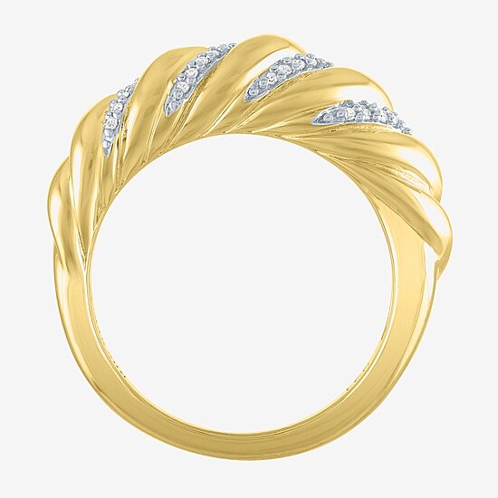 Diamond Addiction (G-H / I1-I2) Womens 7MM 1/10 CT. T.W. Lab Grown White Diamond 14K Gold Over Silver Band