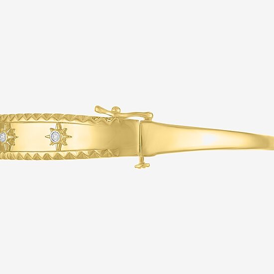 Diamond Addiction (G-H / I1-I2) North Star Womens 1/10 CT. T.W. Lab Grown White Diamond 14K Gold Over Silver Sterling Silver Star Bangle Bracelet
