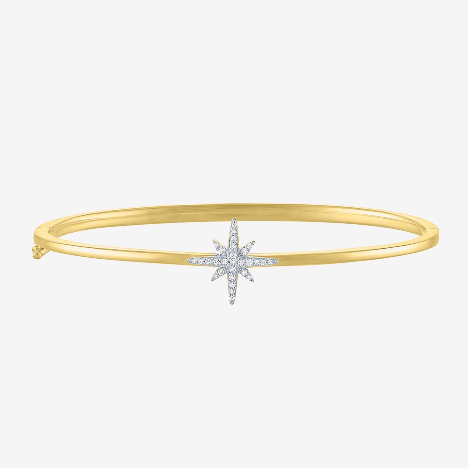 Diamond Addiction (G-H / I1-I2) North Star Womens 1/10 CT. T.W. Lab Grown White Diamond 14K Gold Over Silver Sterling Silver Star Bangle Bracelet
