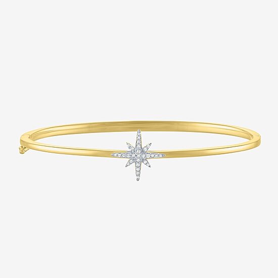Diamond Addiction (G-H / I1-I2) North Star Womens 1/10 CT. T.W. Lab Grown White Diamond 14K Gold Over Silver Sterling Silver Star Bangle Bracelet