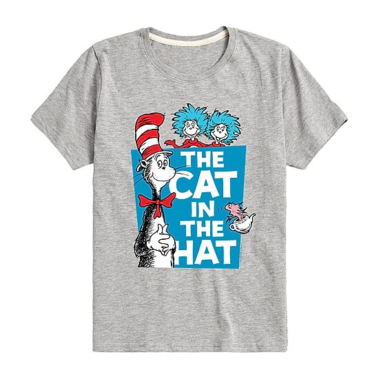 Cat In The Hat Little & Big Kid Boys Crew Neck Short Sleeve Regular Fit Dr. Seuss Graphic T-Shirt
