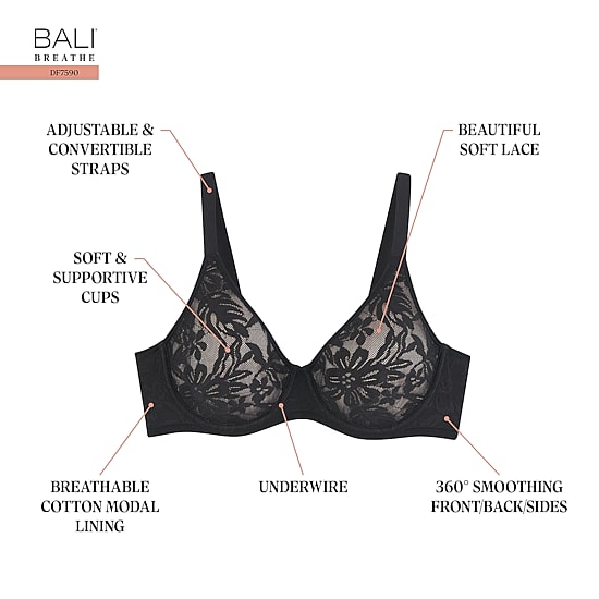 Bali Breathe Cotton Modal Lace Underwire Bra DF7590