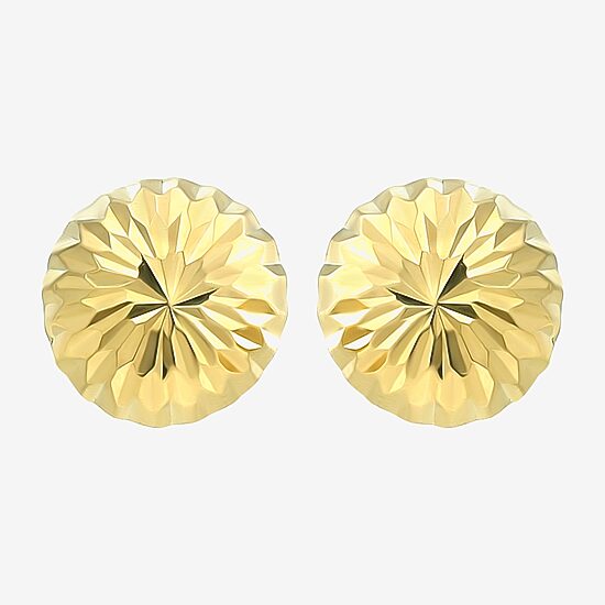 14K Gold 13mm Round Stud Earrings