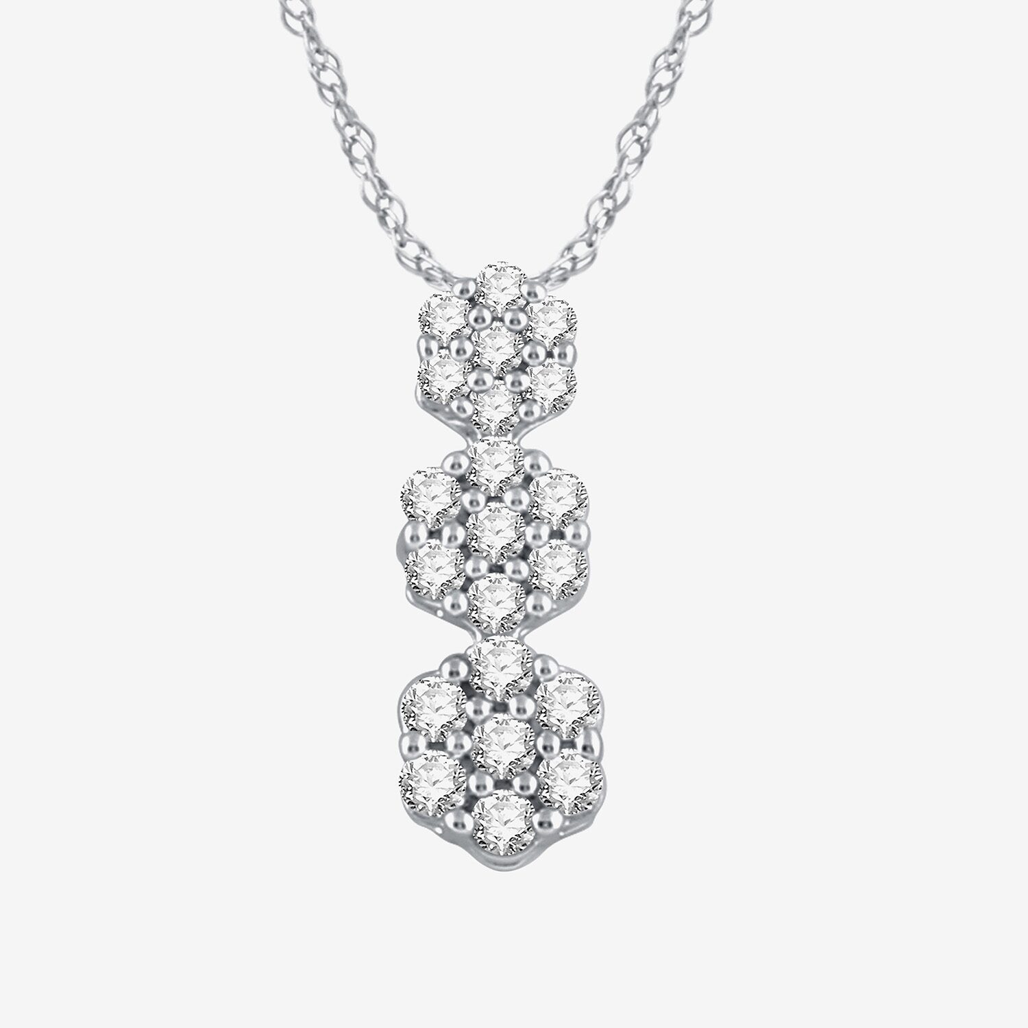 Diamond Blossom Womens 1/4 CT. T.W. Lab Grown White Diamond Sterling Silver Flower 18 Inch Pendant Necklace