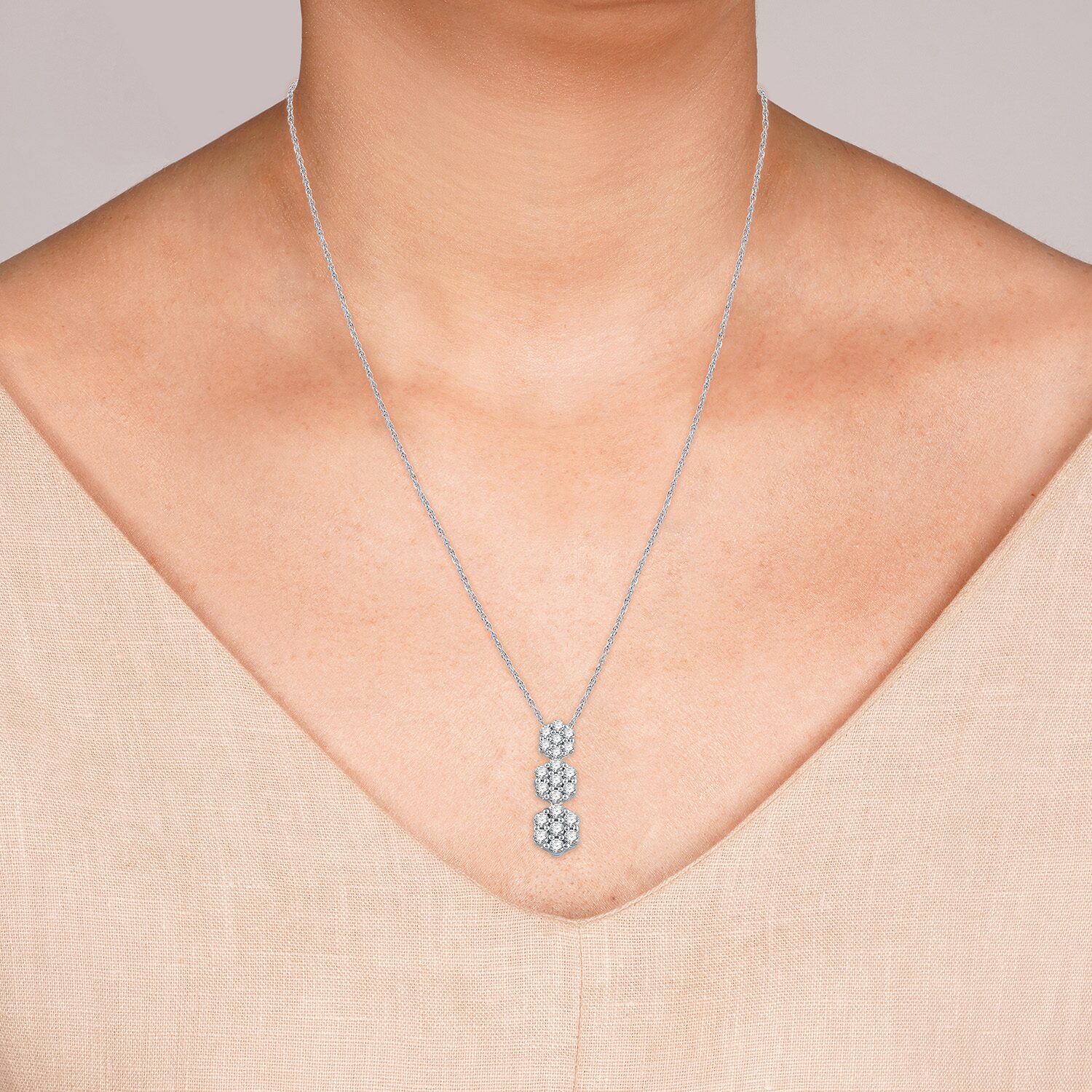 Diamond Blossom Womens 1/4 CT. T.W. Lab Grown White Diamond Sterling Silver Flower 18 Inch Pendant Necklace