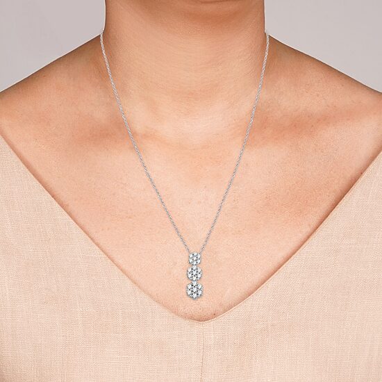 Diamond Blossom Womens 1/4 CT. T.W. Lab Grown White Diamond Sterling Silver Flower 18 Inch Pendant Necklace