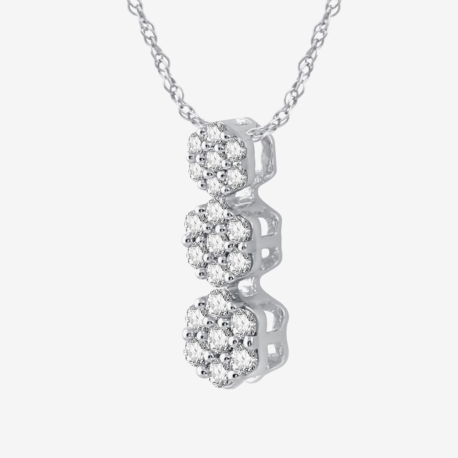 Diamond Blossom Womens 1/4 CT. T.W. Lab Grown White Diamond Sterling Silver Flower 18 Inch Pendant Necklace