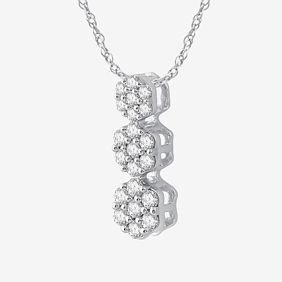 Diamond Blossom Womens 1/4 CT. T.W. Lab Grown White Diamond Sterling Silver Flower 18 Inch Pendant Necklace