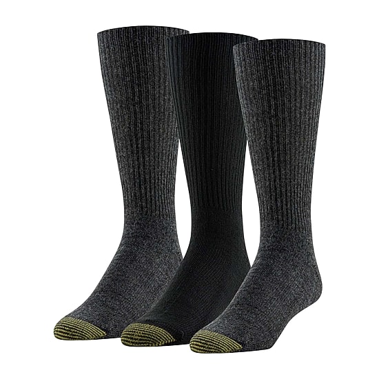 gold toe fluffies dress socks Mens 3 Pair Crew Rodeo