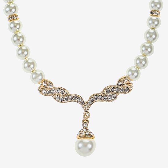 Monet Jewelry Y Necklace And Drop Earring Womens Simulated Pearl Hypoallergenic 2-pc. Jewelry Set