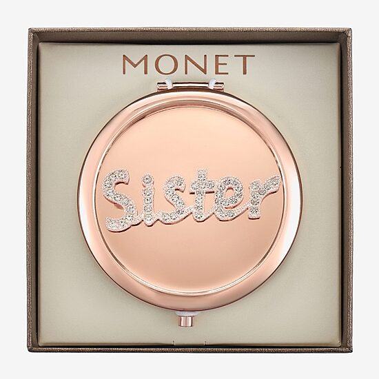 Monet Jewelry Rose Tone Sister Rose Tone Mirrored Compact Mirror