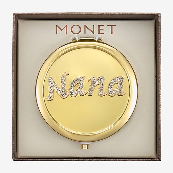 Monet Jewelry Gold Tone Nana Gold Tone Mirrored Compact Mirror