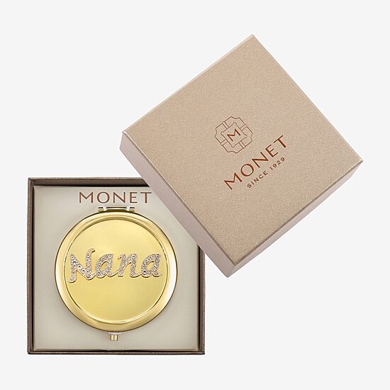Monet Jewelry Gold Tone Nana Gold Tone Mirrored Compact Mirror