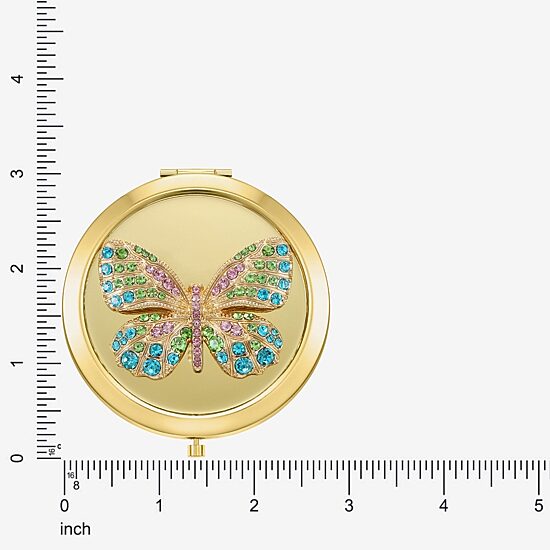 Monet Jewelry Gold Tone Butterfly Compact Mirror