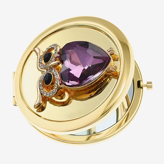 Monet Jewelry Owl Gold Tone Compact Mirror