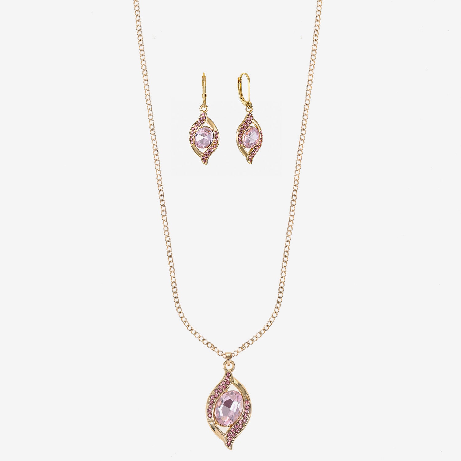 Monet Jewelry Pave Pendant Necklace And Drop Earring Womens Pink 2-pc. Jewelry Set