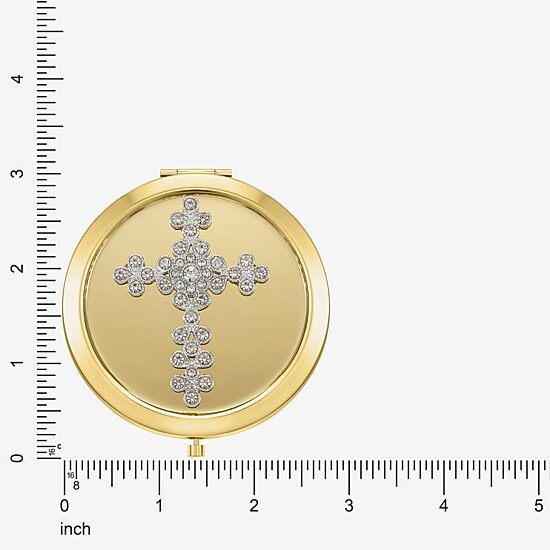 Monet Jewelry Gold Tone Cross Compact Mirror