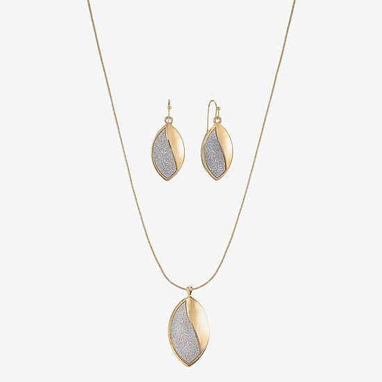 Monet Jewelry Two Tone Pendant Necklace And Drop Earring Womens 2-pc. Jewelry Set