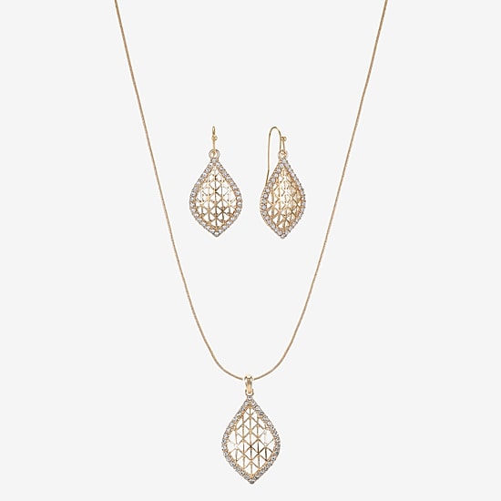 Monet Jewelry Openwork Pendant Necklace And Drop Earring Womens Glass 2-pc. Jewelry Set