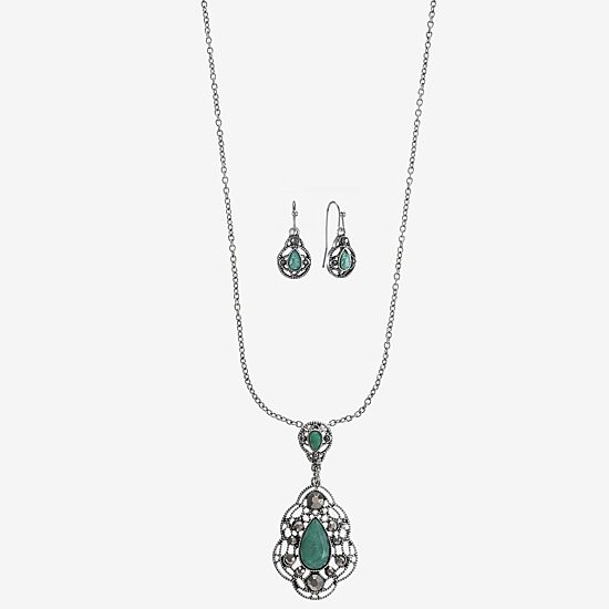 Monet Jewelry Pendant Necklace And Drop Earring Womens Blue 2-pc. Jewelry Set