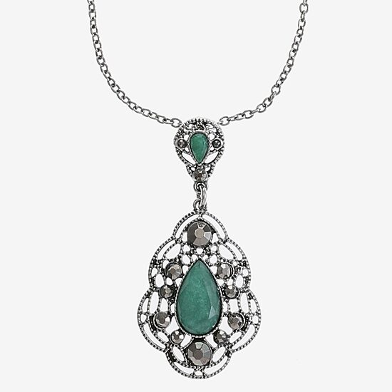 Monet Jewelry Pendant Necklace And Drop Earring Womens Blue 2-pc. Jewelry Set