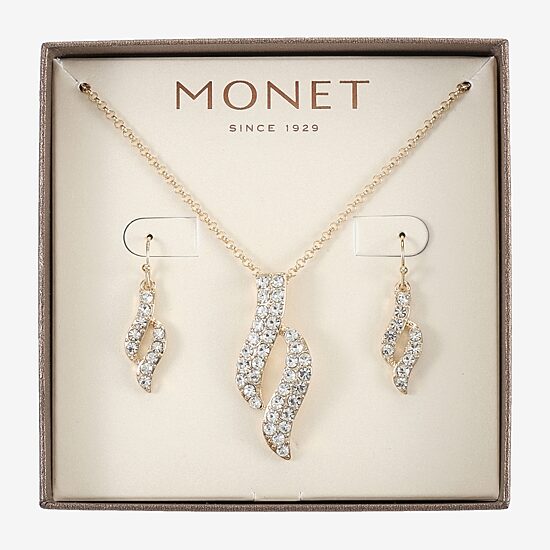 Monet Jewelry Twist Pendant Necklace And Drop Earring Womens Glass 2-pc. Jewelry Set