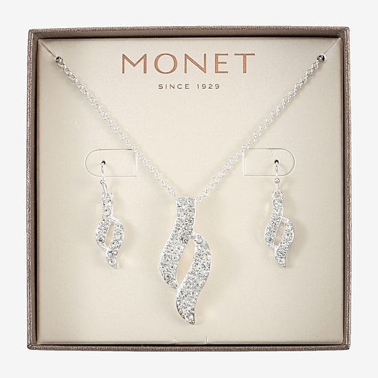 Monet Jewelry Twist Pendant Necklace And Drop Earring Womens Glass 2-pc. Jewelry Set