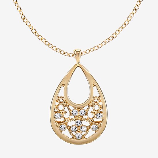 Monet Jewelry Gold Tone Pendant Necklace And Drop Earring Womens Glass 2-pc. Jewelry Set