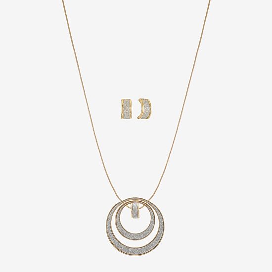 Monet Jewelry Two Tone Pendant Necklace And Huggie Earring Womens 2-pc. Jewelry Set