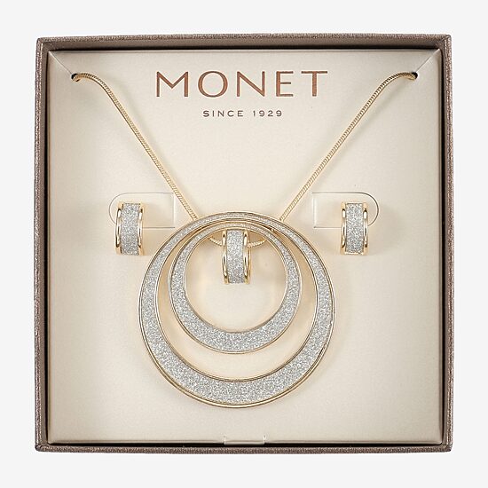 Monet Jewelry Two Tone Pendant Necklace And Huggie Earring Womens 2-pc. Jewelry Set